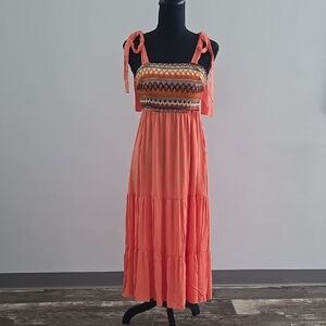 Coral Sleeveless Maxi Dress
